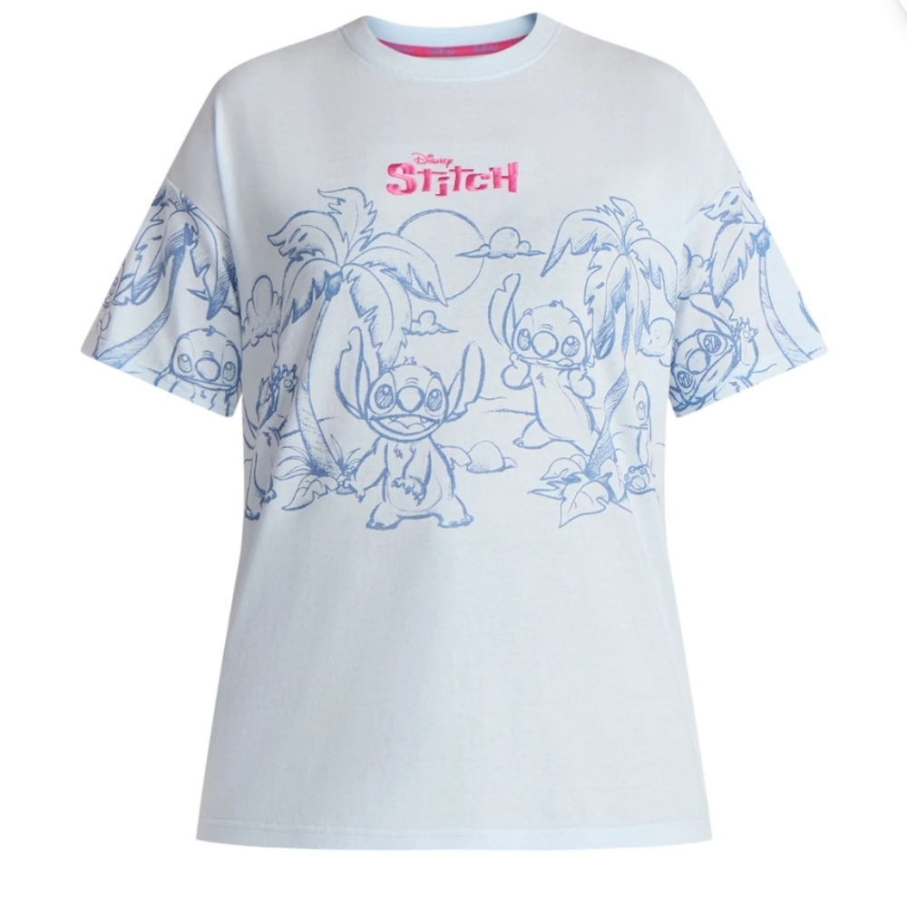 Disney Women's Size M Stitch Graphic Tee with Short Sleeves Blue NWT